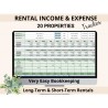 Rental Income Expense Tracker Landlord Rental Property Spreadsheet 20 Properties Long-term Short-term Property Management