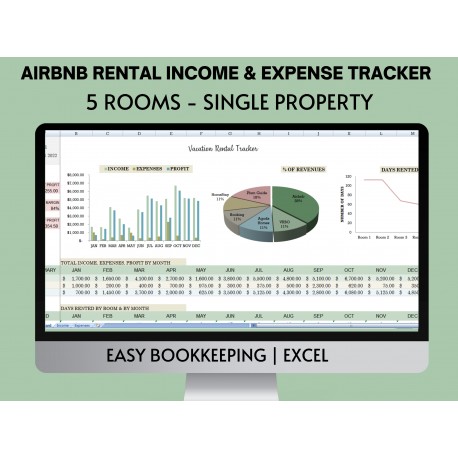 Airbnb Rental Income Expense Tracker | Landlord Property Spreadsheet | Rental Ledger Expense Log | Airbnb VRBO Excel Spreadsheet