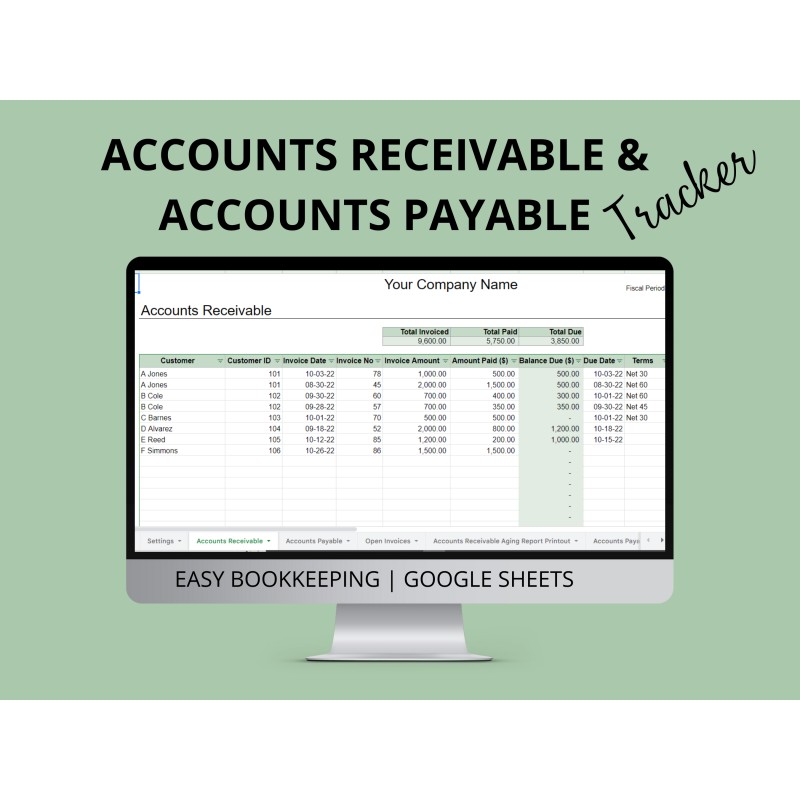 Accounts Receivable Accounts Payable Tracking Spreadsheet Aging Report 3414
