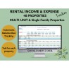 48 Multi-Family Single Family Homes Rental Income Expense Rent Due Tracker Landlord Property Spreadsheet