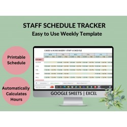 Weekly Employee Schedule Tracker | Printable Staff Work Schedule Shift Planning Staffing planner Hours Worked