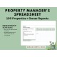 Property Managers Spreadsheet 100 Properties Owner Reports Rental Income Expense Tracker Rent Due Balance Due Rent Receipt