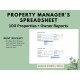 Property Managers Spreadsheet 100 Properties Owner Reports Rental Income Expense Tracker Rent Due Balance Due Rent Receipt