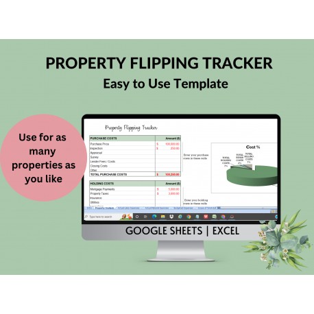 Property Flipping Tracker House Flip Template Cost & Profit Analysis Budgeting Scope of Work Google Sheets Excel Spreadsheet