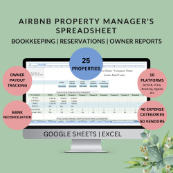 Airbnb Property Manager Spreadsheet Income Expense Payouts Tracker Owner Reports Bank Reconciliation Google Sheets Excel
