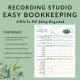 Sound Recording Studio Easy Bookkeeping Business Spreadsheet Income Expense Profit Loss Excel Google Sheets