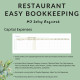 Restaurant Bookkeeping Spreadsheet Income Expense Profit Loss Inventory Tracking Excel Google Sheets