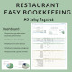 Restaurant Bookkeeping Spreadsheet Income Expense Profit Loss Inventory Tracking Excel Google Sheets