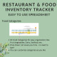 Food Restaurant Inventory Tracking Food Expiration Stock Reorder Levels Excel Google Sheets