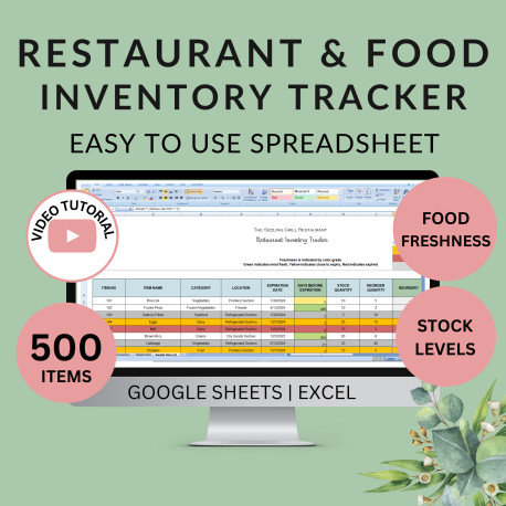 Food Restaurant Inventory Tracking Food Expiration Stock Reorder Levels Excel Google Sheets