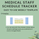 Medical Office Weekly Staff Schedule Template | Printable Planner Shifts, Locations, Doctors | Hours Worked Wages