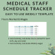 Medical Office Weekly Staff Schedule Template | Printable Planner Shifts, Locations, Doctors | Hours Worked Wages