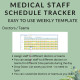 Medical Office Weekly Staff Schedule Template | Printable Planner Shifts, Locations, Doctors | Hours Worked Wages