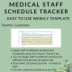 Medical Office Weekly Staff Schedule Template | Printable Planner Shifts, Locations, Doctors | Hours Worked Wages