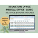 Medical Office Clinic Doctor Office Income Expense Tracking spreadsheet