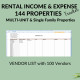 144 Multi-Unit Single Family Properties Rental Income Expense Landlords Property Management Spreadsheet Excel Google Sheets