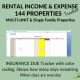 144 Multi-Unit Single Family Properties Rental Income Expense Landlords Property Management Spreadsheet Excel Google Sheets