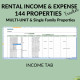 144 Multi-Unit Single Family Properties Rental Income Expense Landlords Property Management Spreadsheet Excel Google Sheets