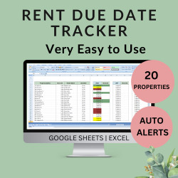 Rent Due Date Tracker Monthly Tenant Payment Tracking Landlord Property Manager template Track all Months Google Sheets Excel