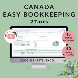 Canada Easy Bookkeeping Spreadsheet Small Business Income Expense Accounting Profit Loss Template 2 Sales Tax