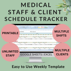 Weekly Staff & Client Schedule Template | Time periods Overnight Shifts Printable Employee Planner Hours Worked Wages
