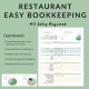 Restaurant Bookkeeping Spreadsheet 13 Periods Accounting Income Expense Profit Loss Inventory Tracking