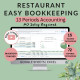 Restaurant Bookkeeping Spreadsheet 13 Periods Accounting Income Expense Profit Loss Inventory Tracking