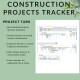 Construction Project Tracker Income Expense Sales Billings Bank Draws, Vendor Balance Due, Billed Paid, 20 Projects Spreadsheet