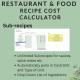 Recipe Cost Calculator for Restaurant & Food Main  & Sub Recipes Costing, Profit Margin Excel Google Sheets