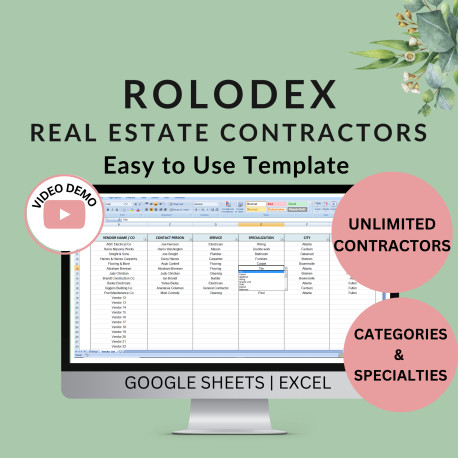 Rolodex for Real Estate Contractors, Realtors, Landlords, Property Flippers, Property Managers, Construction Managers