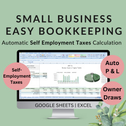 Small Business Bookkeeping Income Expense Tracker Self Employment Tax Profit & Loss Balance Sheet Spreadsheet