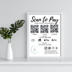 Scan to Pay Sign, Customized Editable Printable Template, QR Payment Sign, We accept Payment Sign, QR Code Sign Small Business