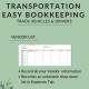 Easy Bookkeeping Transportation Delivery Vehicles Trucks Drivers | Income Expenses Wages Profit Loss Excel Google Sheets