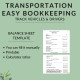 Easy Bookkeeping Transportation Delivery Vehicles Trucks Drivers | Income Expenses Wages Profit Loss Excel Google Sheets