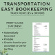 Easy Bookkeeping Transportation Delivery Vehicles Trucks Drivers | Income Expenses Wages Profit Loss Excel Google Sheets