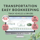 Easy Bookkeeping Transportation Delivery Vehicles Trucks Drivers | Income Expenses Wages Profit Loss Excel Google Sheets