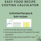 Easy Food Recipe Costing Calculator for Restaurants & Home - Weight Conversion, Yield %, Cost & Profit | Excel & Google Sheets