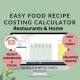 Easy Food Recipe Costing Calculator for Restaurants & Home - Weight Conversion, Yield %, Cost & Profit | Excel & Google Sheets