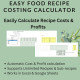 Easy Food Recipe Costing Calculator for Restaurants & Home - Weight Conversion, Yield %, Cost & Profit | Excel & Google Sheets