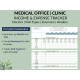 Clinic Medical Office Spreadsheet Tracker: Income Expenses Doctors Visit Types Insurance Vendors Locations