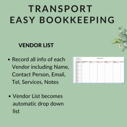Trucking & Limousine Business Bookkeeping Spreadsheet - Vehicles, Drivers, Companies - Excel Google Sheets
