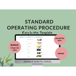 Standard Operating Procedure Template SOP | Company Task Documentation | Business Process Checklist | Excel Google Sheets