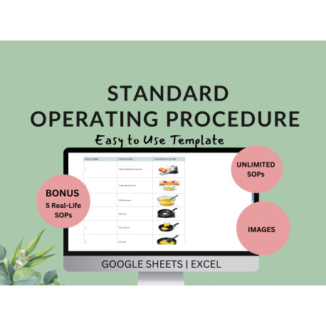 Standard Operating Procedure Template SOP | Company Task Documentation | Business Process Checklist | Excel Google Sheets